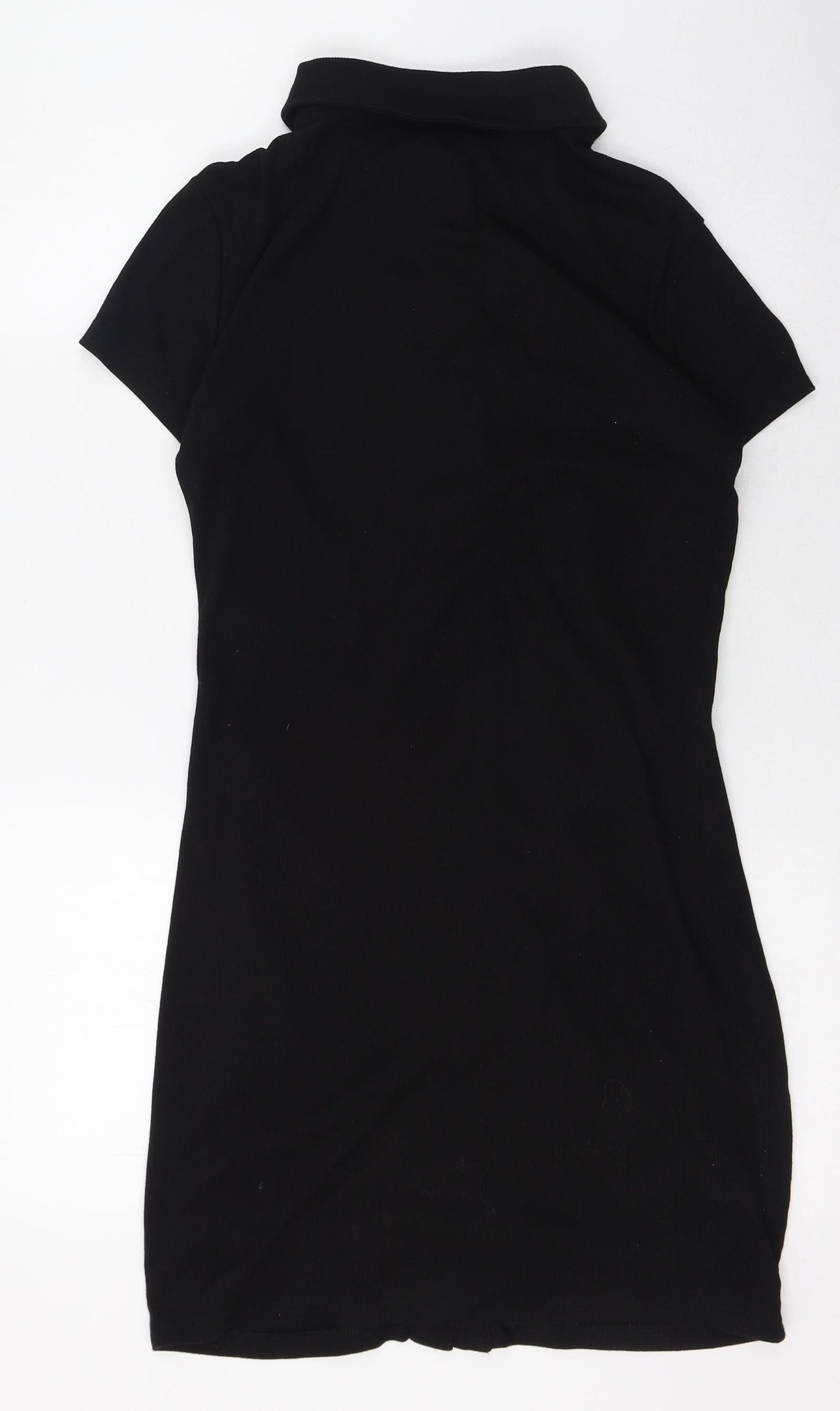 SheIn Womens Black  Polyester Shirt Dress  Size 8  Collared  - Ribbed