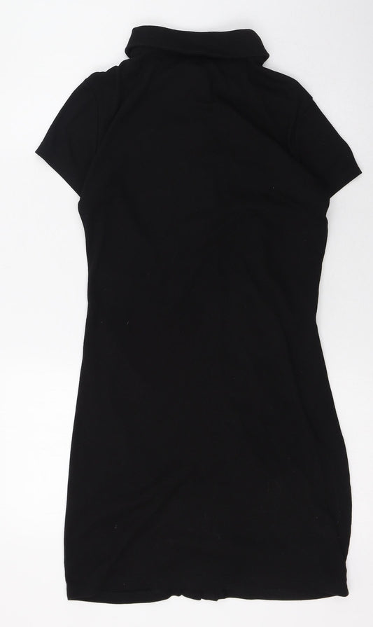 SheIn Womens Black  Polyester Shirt Dress  Size 8  Collared  - Ribbed