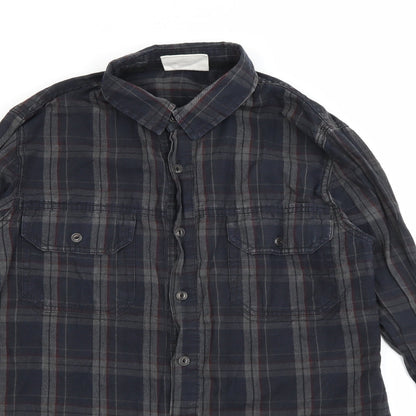 Tortured Genius  Mens Green Plaid Cotton  Button-Up Size S Collared Button