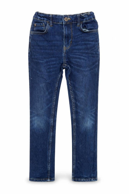 Front view of Matalan girls’ blue cotton skinny jeans, size 10, years regular button