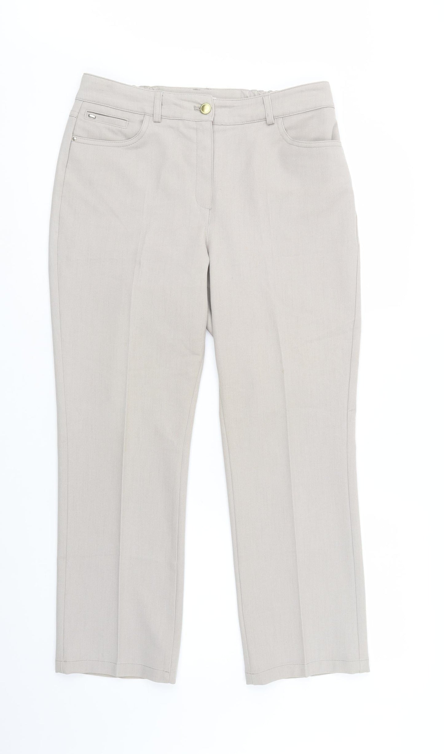 Womens UK Size 10 Marks and Spencer Regular Fit Dress Pants Beige Trousers