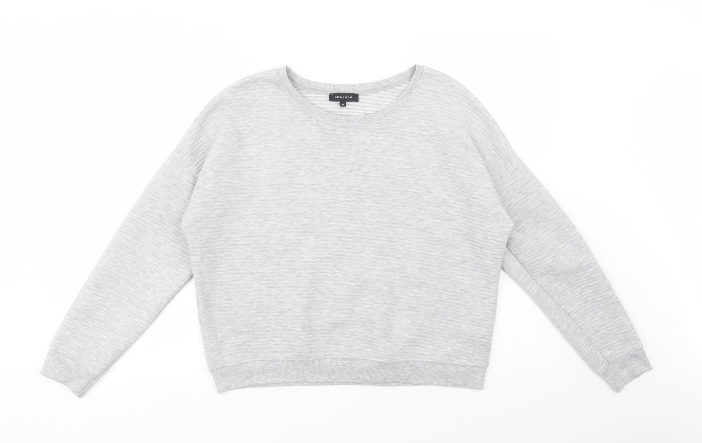 New Look Womens Grey Striped Polyacrylate Fibre Pullover Sweatshirt Size 14  Pullover