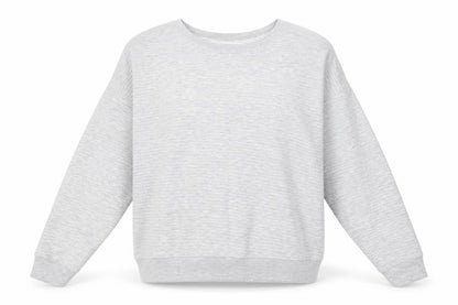 Front view of New Look women’s grey striped polyacrylate fibre pullover sweatshirt, size UK 14, pullover