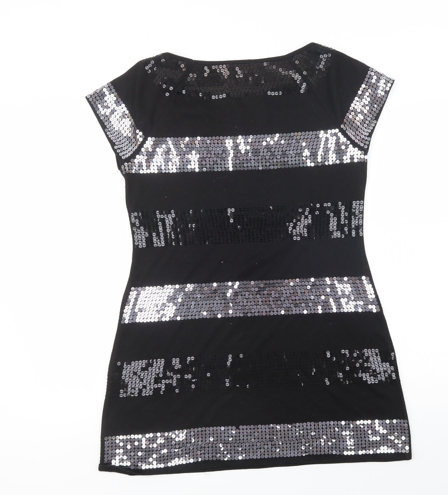 Oasis Womens Black Striped Polyester Shift  Size 12  Round Neck Pullover