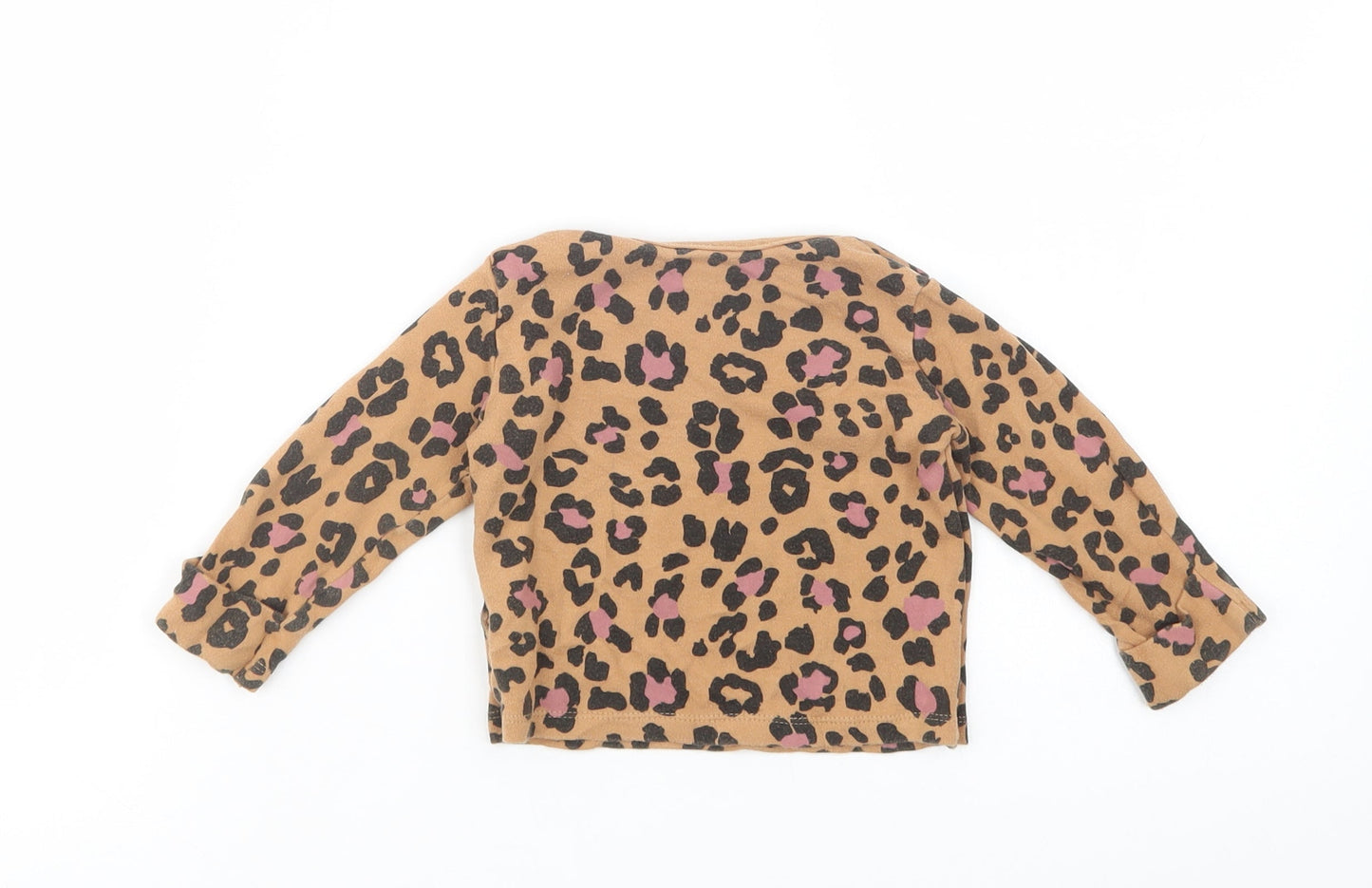 George Baby Brown Animal Print Cotton Basic T-Shirt Size 6-9 Months Crew Neck Pullover