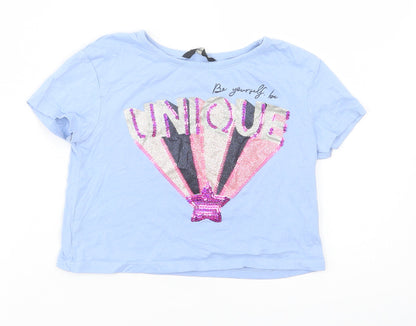 George Girls Blue  Cotton Pullover Polo Size 5-6 Years Crew Neck Pullover - Unique