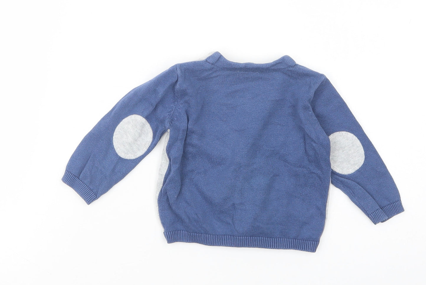 F&F Baby Blue Colourblock Cotton Cardigan Jumper Size 3-6 Months  Button