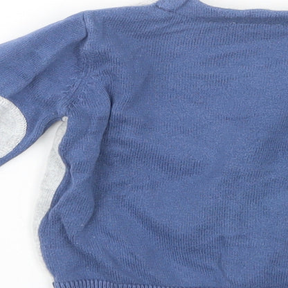 F&F Baby Blue Colourblock Cotton Cardigan Jumper Size 3-6 Months  Button