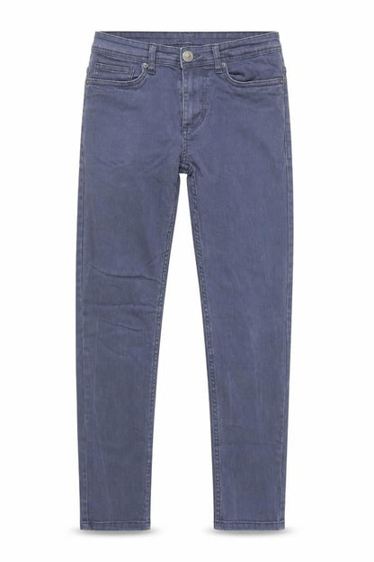 Front view of Primark women’s blue cotton skinny jeans, size UK 28, 30-inch leg regular button