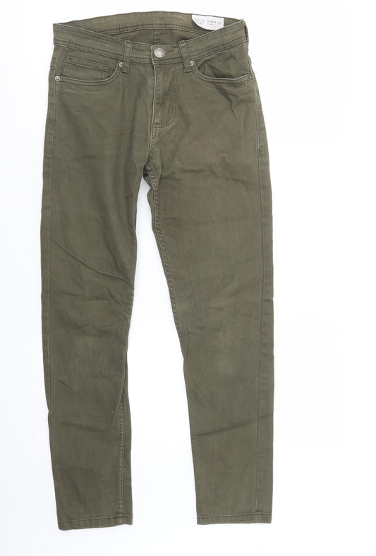 Primark Womens Green  Cotton Skinny Jeans Size 28 L30 in Regular Button