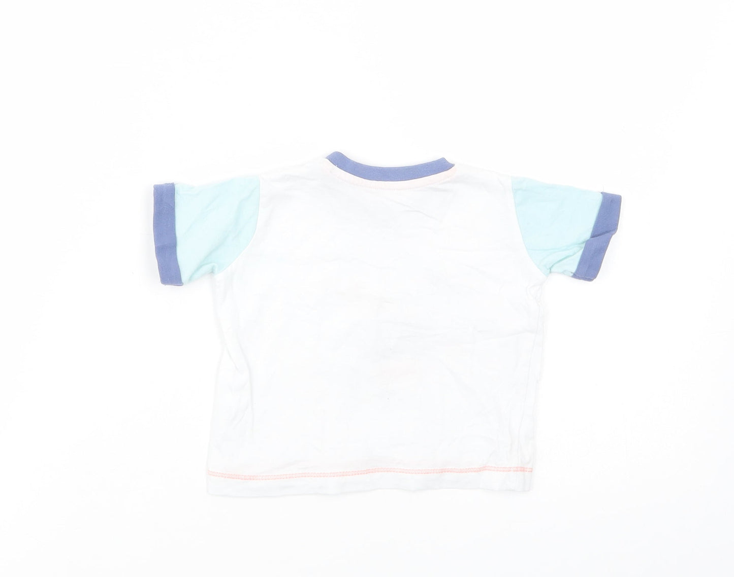 Matalan Baby White  Cotton Basic T-Shirt Size Newborn Crew Neck Snap - Whale Of a Time