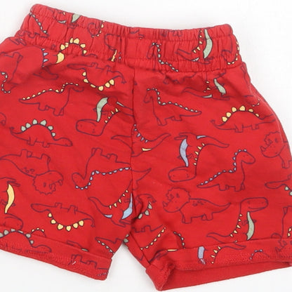Dunnes Stores Baby Red Geometric Cotton Cropped Trousers Size 18-24 Months  Drawstring - Dinosaur Print