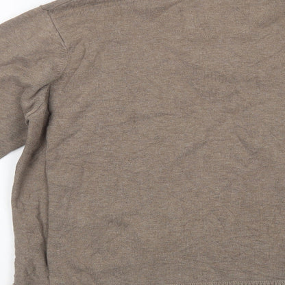 Marks and Spencer Mens Beige Collared  Cotton Henley Jumper Size M