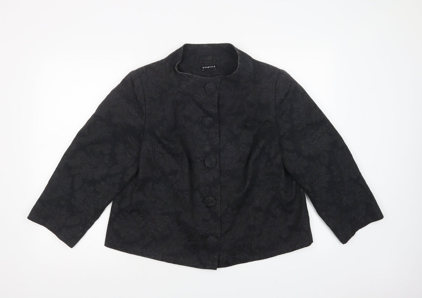 Evans Womens Black Floral  Jacket Blazer Size 18  Button