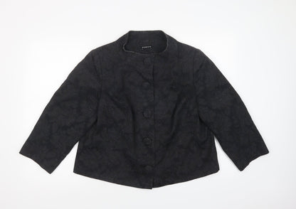 Evans Womens Black Floral  Jacket Blazer Size 18  Button