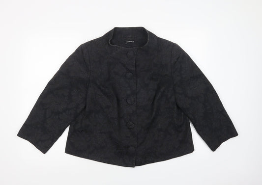 Evans Womens Black Floral  Jacket Blazer Size 18  Button