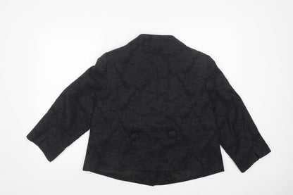 Evans Womens Black Floral  Jacket Blazer Size 18  Button