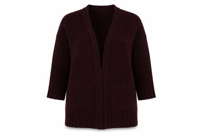 Front view of American Eagle women’s purple v-neck polyester cardigan jumper, size XS