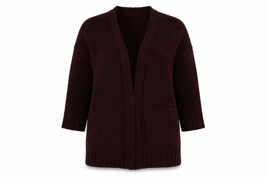 Front view of American Eagle women’s purple v-neck polyester cardigan jumper, size XS