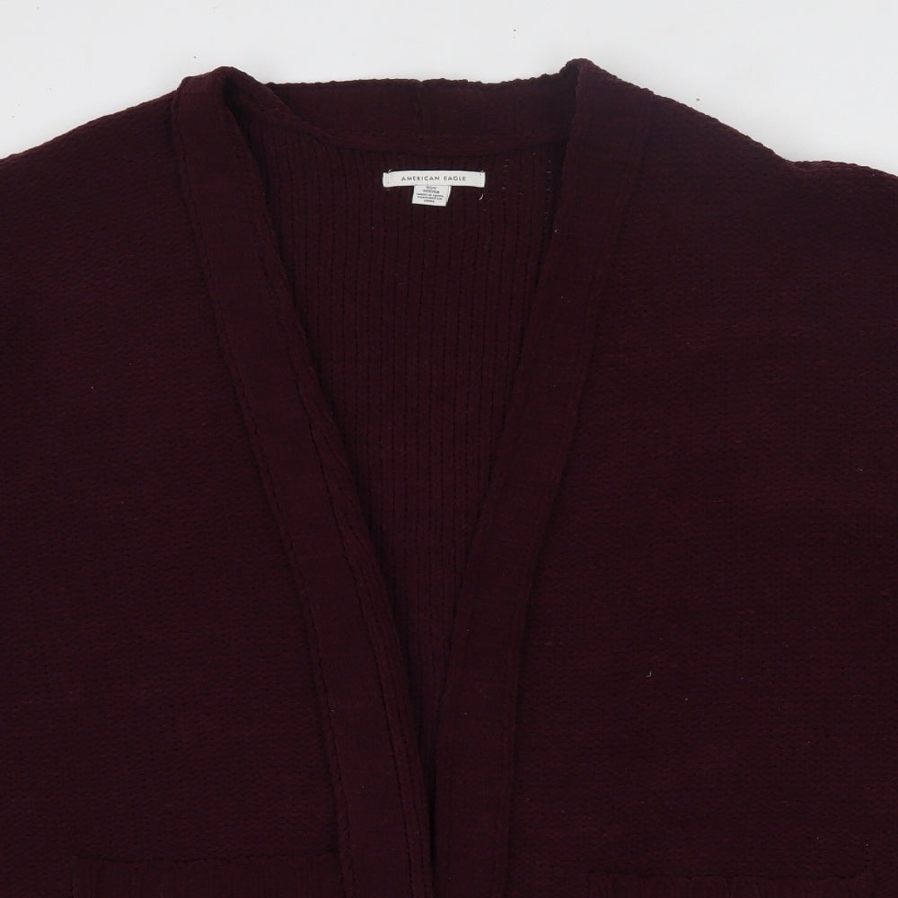American Eagle Womens Purple V-Neck  Polyester Cardigan Jumper Size XS