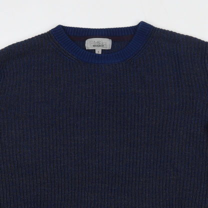 Marks and Spencer Mens Blue Round Neck  Acrylic Pullover Jumper Size S