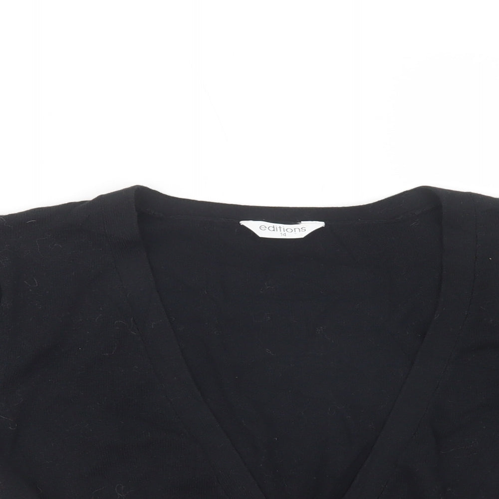 Womens UK Size 14 Editions Black Cardigan Jumper