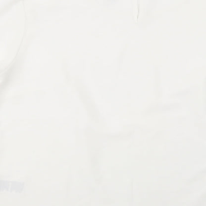 Brand and care label for Fair Lady women’s white polyester basic blouse, size UK 18, boat neck