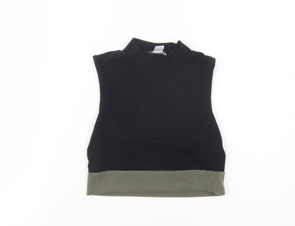 Additional front view of Primark girls’ black cotton basic blouse, size 9-10, years mock neck pullover