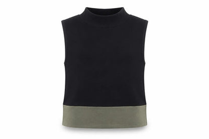 Front view of Primark girls’ black cotton basic blouse, size 9-10, years mock neck pullover