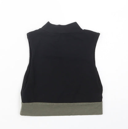 Back view of Primark girls’ black cotton basic blouse, size 9-10, years mock neck pullover