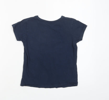 Primark Girls Blue  Cotton Pullover T-Shirt Size 8-9 Years Crew Neck Pullover - L.A.