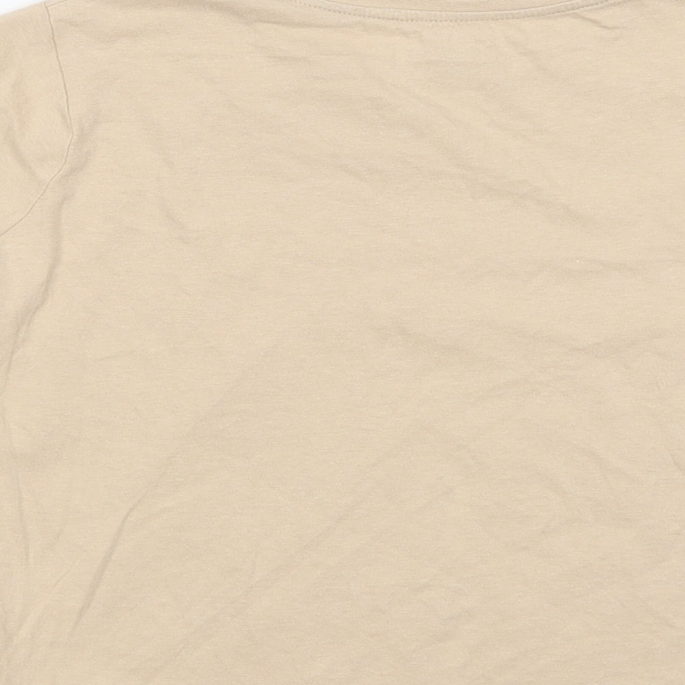 Primark Girls Beige  Cotton Ringer T-Shirt Size 10-11 Years Crew Neck Pullover - No Bad Days
