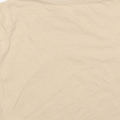 Primark Girls Beige  Cotton Ringer T-Shirt Size 10-11 Years Crew Neck Pullover - No Bad Days