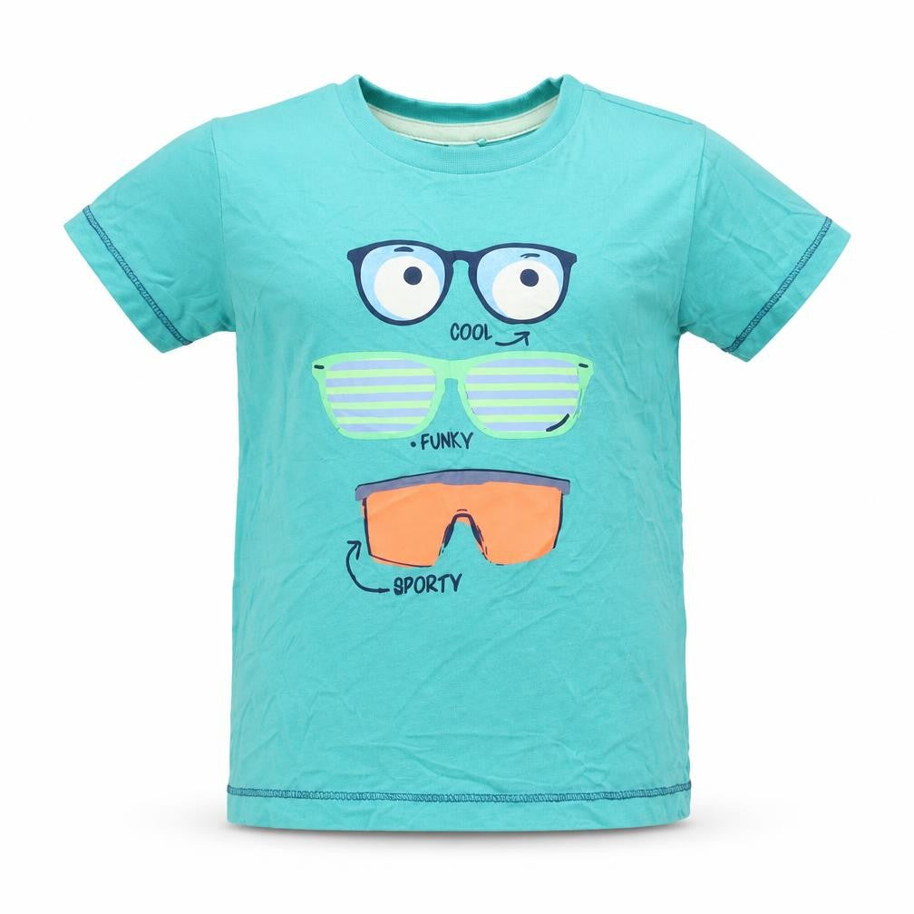 Front view of Cool Club boys’ green polyester basic t-shirt, size 2-3, years round neck pullover - sporty, cool