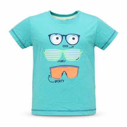 Front view of Cool Club boys’ green polyester basic t-shirt, size 2-3, years round neck pullover - sporty, cool