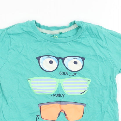 Cool Club Boys Green  Polyester Basic T-Shirt Size 2-3 Years Round Neck Pullover - Sporty, Cool