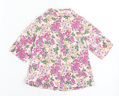 Gap Girls Pink Floral  Overcoat Coat Size 3-6 Months   Button