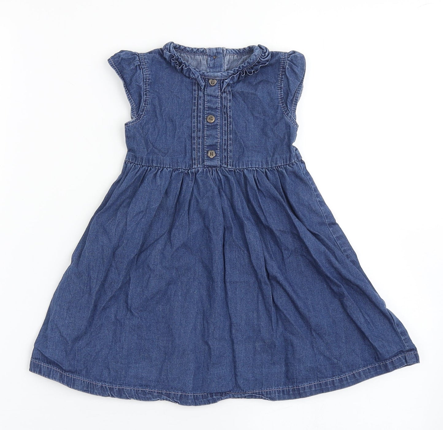 George Girls Blue  100% Cotton A-Line  Size 12-18 Months  Round Neck Button