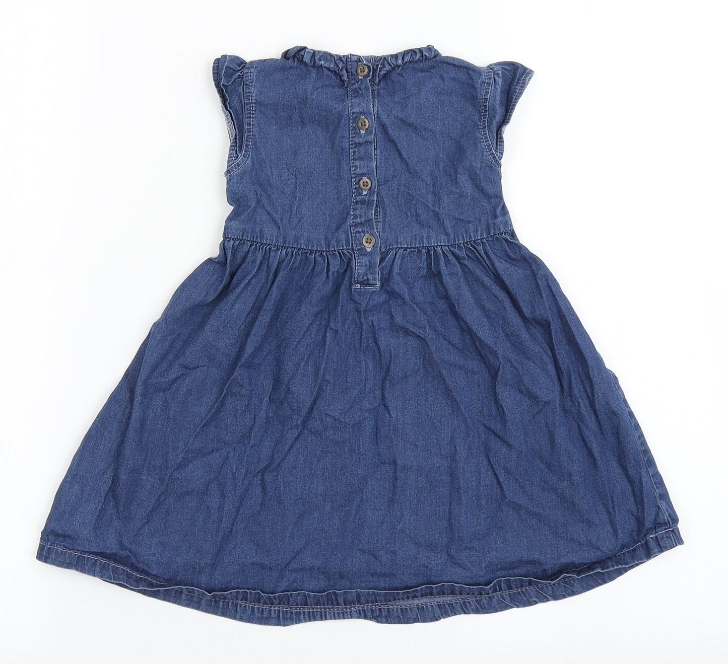 George Girls Blue  100% Cotton A-Line  Size 12-18 Months  Round Neck Button