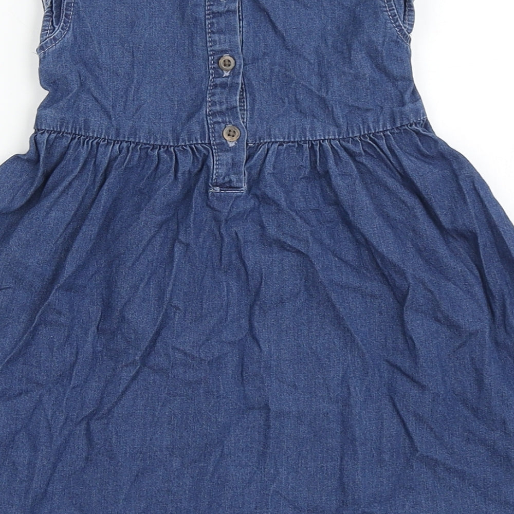George Girls Blue  100% Cotton A-Line  Size 12-18 Months  Round Neck Button