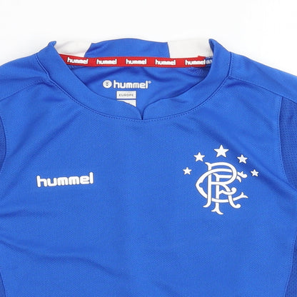 Hummel Boys Blue  100% Polyester Jersey T-Shirt Size 2-3 Years Round Neck Pullover - Rangers FC