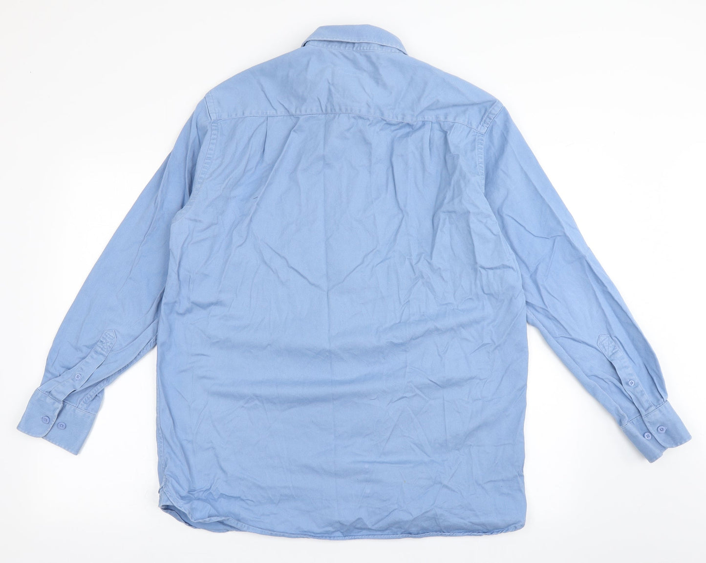 Samuel Windsor Mens Blue  Cotton  Button-Up Size L Collared Button