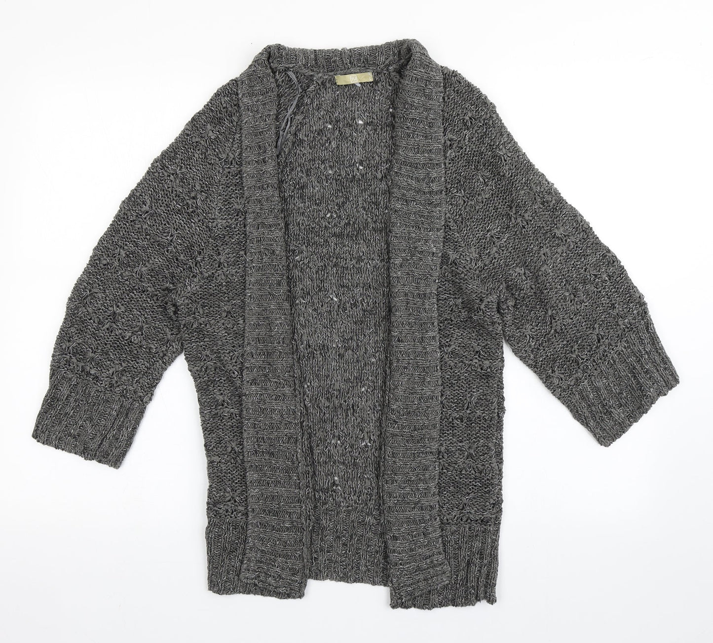 TU Womens Grey V-Neck  Acrylic Cardigan Jumper Size 8