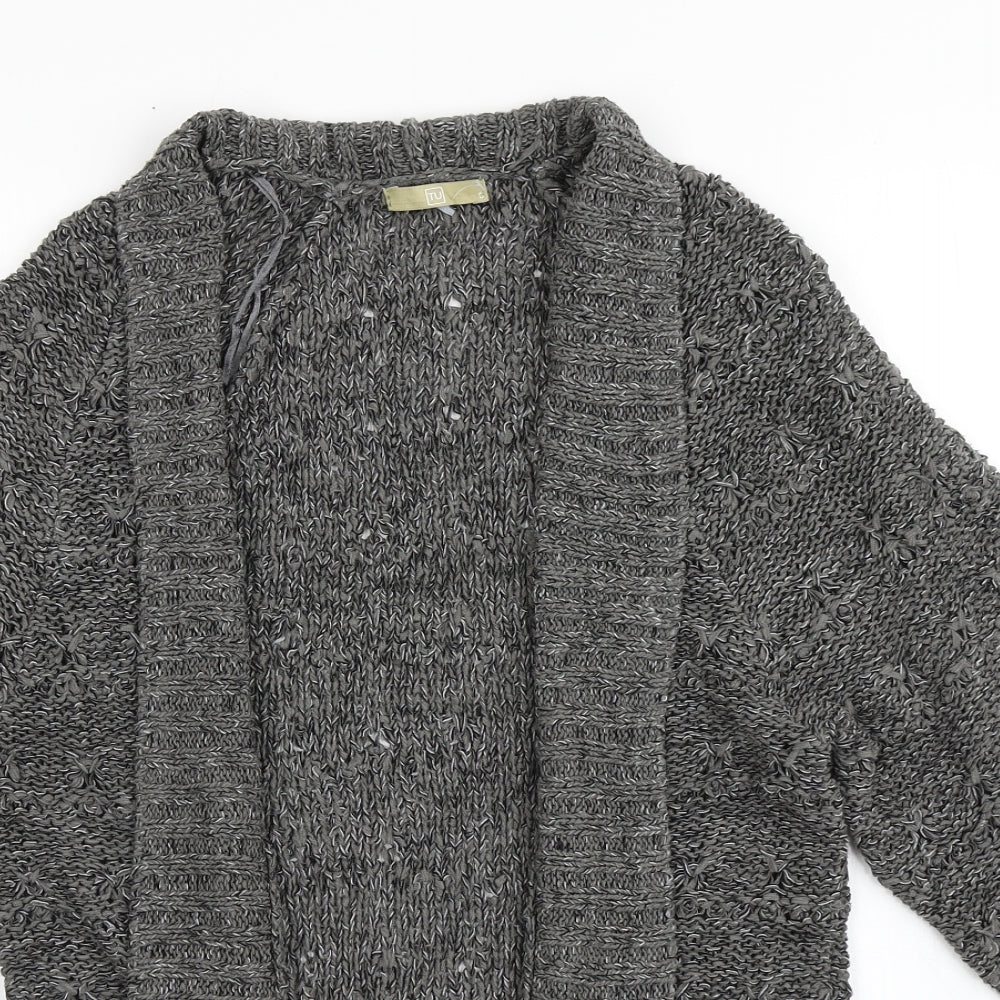 TU Womens Grey V-Neck  Acrylic Cardigan Jumper Size 8