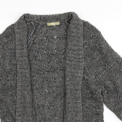 TU Womens Grey V-Neck  Acrylic Cardigan Jumper Size 8
