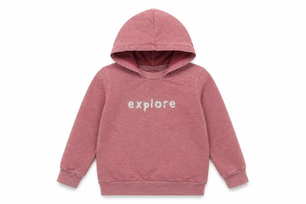 Front view of Keedo boys’ purple 100% cotton pullover hoodie, size 4, years - explore