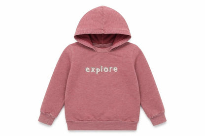 Front view of Keedo boys’ purple 100% cotton pullover hoodie, size 4, years - explore
