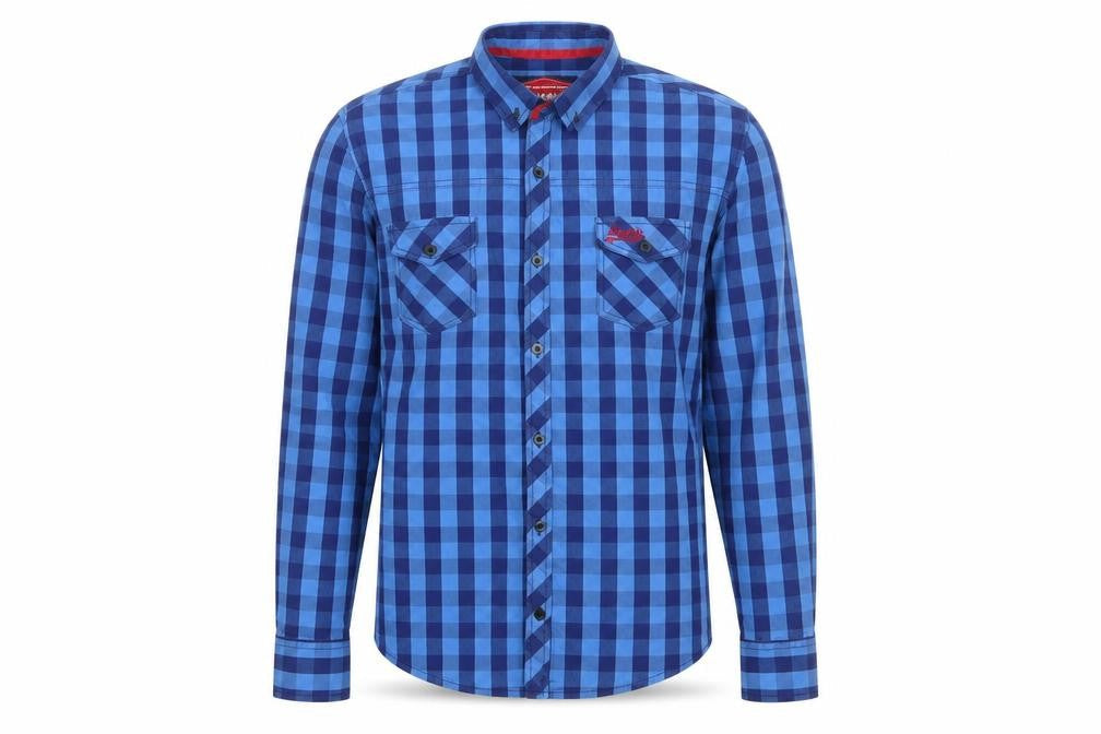 Mens UK Size S KINGPIN Blue  Button-Up Long Sleeve Casual Shirt