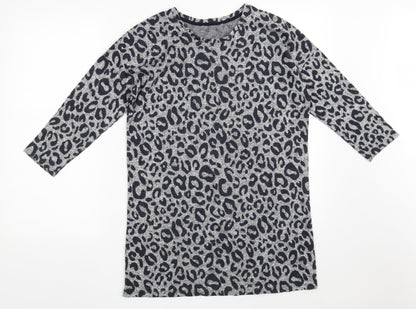 TU Womens Grey Round Neck Animal Print Viscose Pullover Jumper Size 8