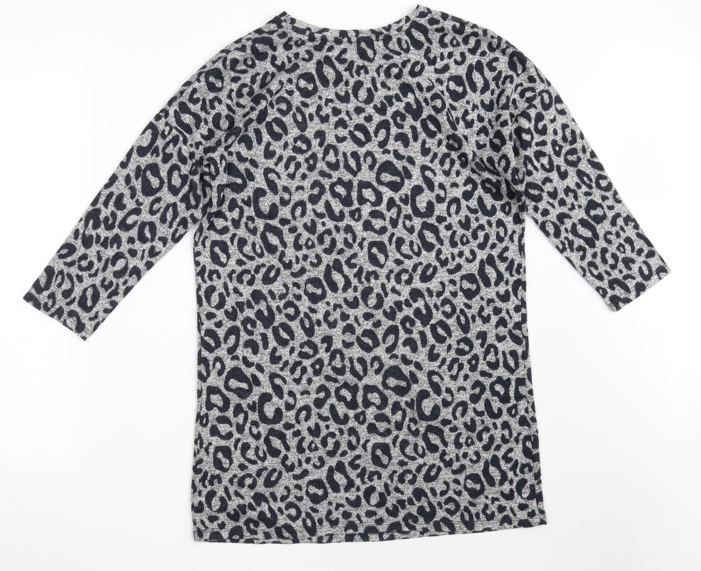 TU Womens Grey Round Neck Animal Print Viscose Pullover Jumper Size 8